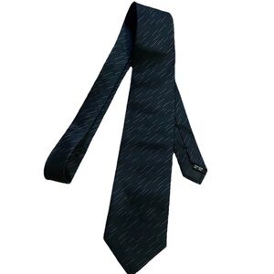 NWT BASILE Black And Silver Striped Dashes Silk Tie 59”- 3.5”